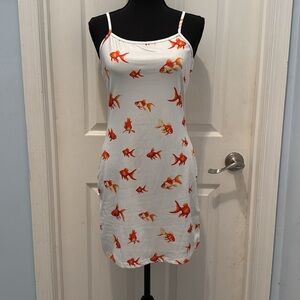 SHEIN White Dress with Vibrant Fish Design